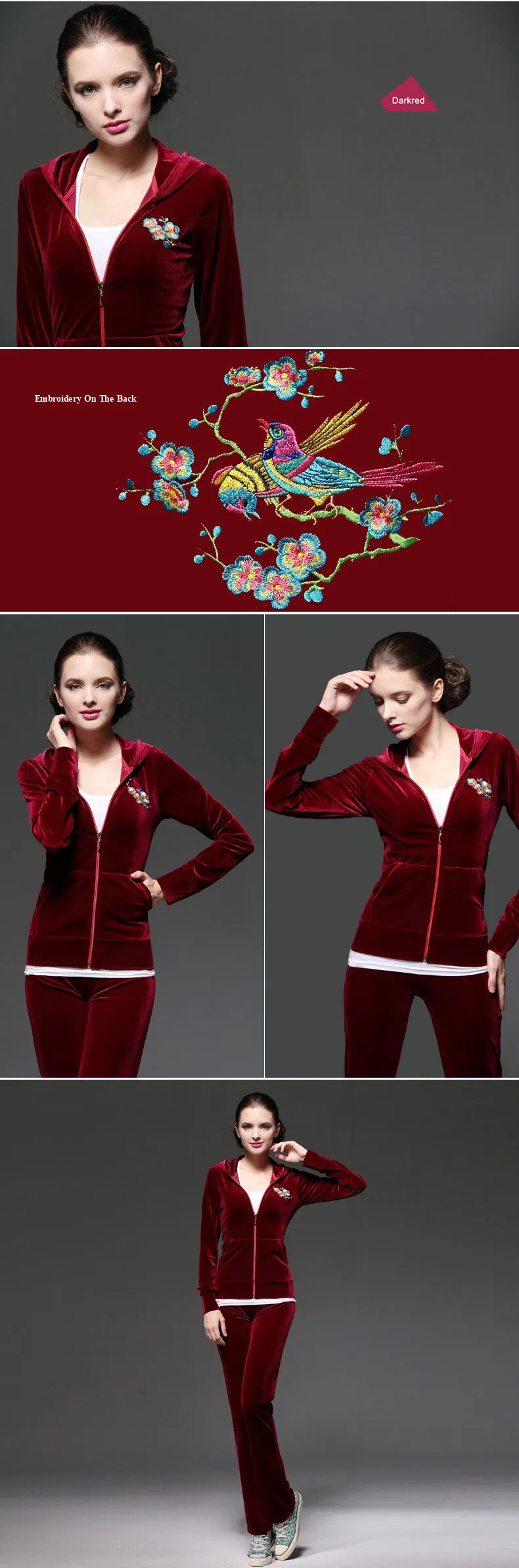 UMLIFE Sports Suit Women Velvet Tracksuit 2017 New Fitness Sport Casual Set Embroidery Fashion Jogging Suit Femme Track Suit  (9)