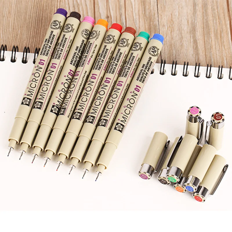 Цветной Вкладыш ручка Водонепроницаемый разглаживает мелкие вкладыш Pigma micron 0 5