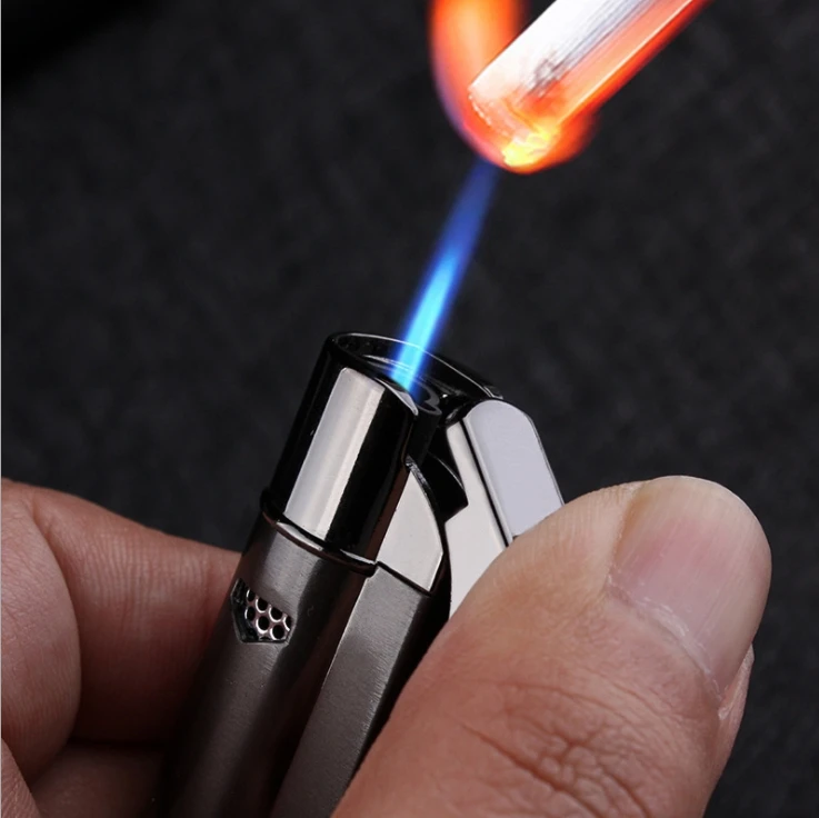 

With Keychain gas Lighter Blue Flame Spray Gun Electronic Lighter 1300C Butane Torch Turbo Lighter Cigar Cigarette Lighters