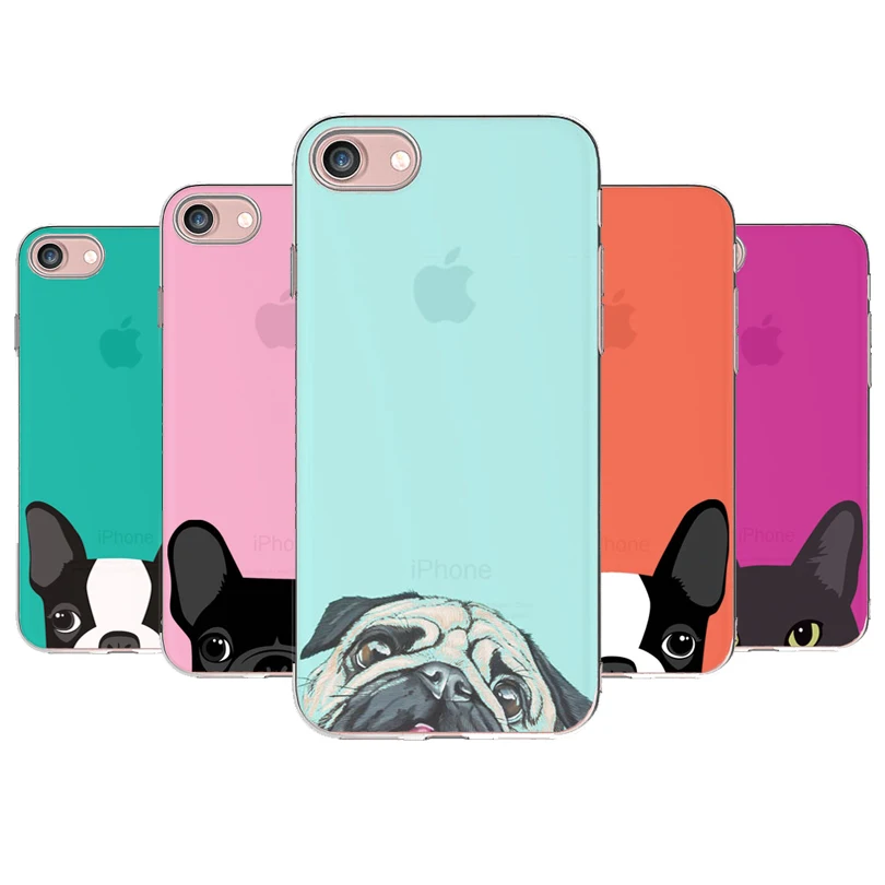 Soft Silicon Case For iPhone 8 Plus Cover Phone Cases Capa 7 6S Pattern United Kingdom Bulldog Pug | Мобильные телефоны и
