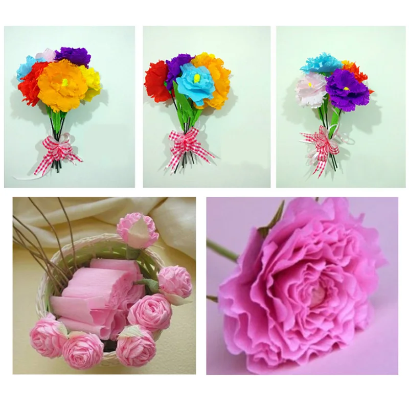 Craft DIY Flower Wrapping 250x50cm Garland Crepe Paper 21 Colors Crinkled Party Decoration Decorative Origami