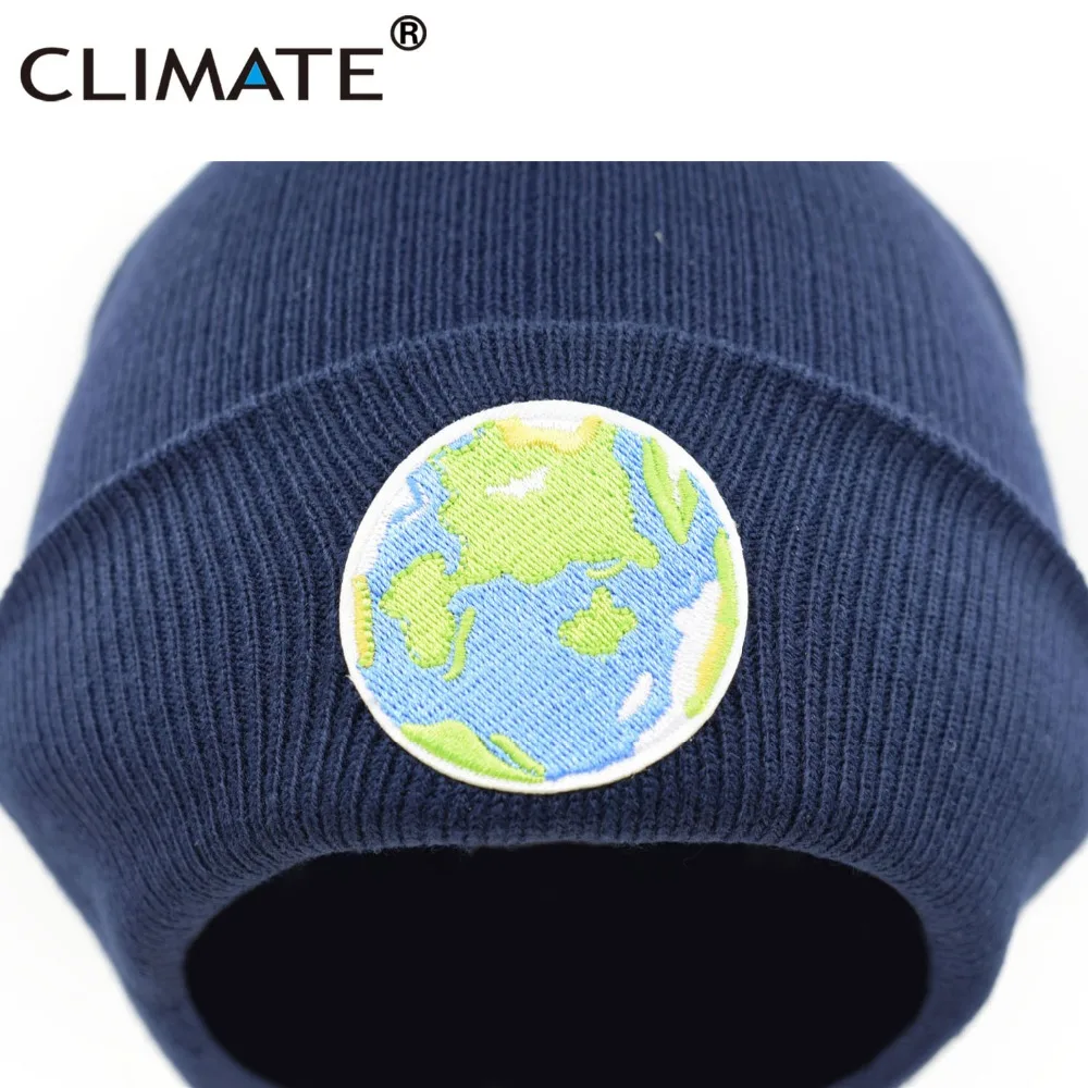Климат Для мужчин женщин земли зима теплая шапочка Hat Greenism планеты Земля вязаная