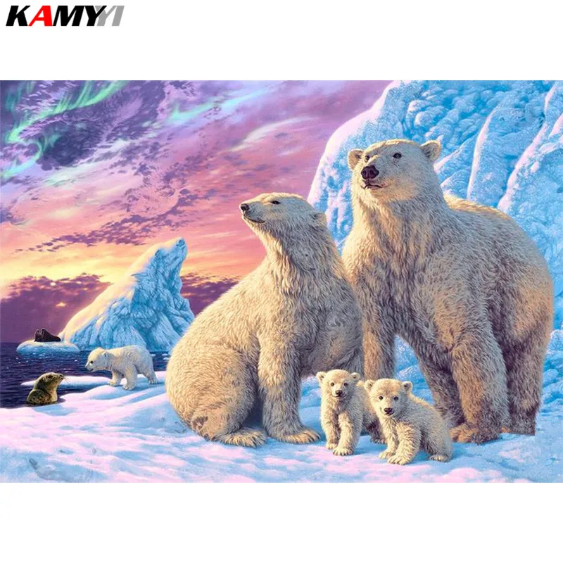 

Full square / round diamond 5D DIY diamond painting Polar bear embroidery 3D cross stitch mosaic home decoration gift YY
