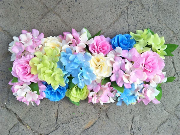 Свадебный арочный ряд цветов Искусственные розы гортензии стили цветочный фон центральный дорога цитированные цветы ряда - Цвет: 02
