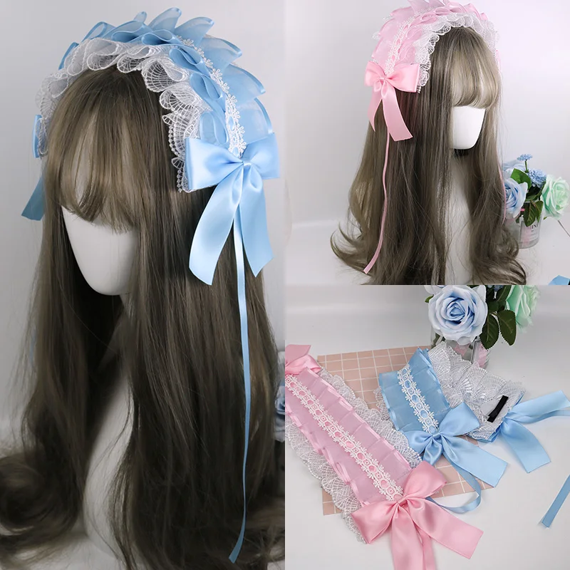 

Soft Sister Japanese Bowknot Lace Headwear Maid Hair Band Hair Accessories Sweet Lolita KC Headband Hairpin Retro Headdress