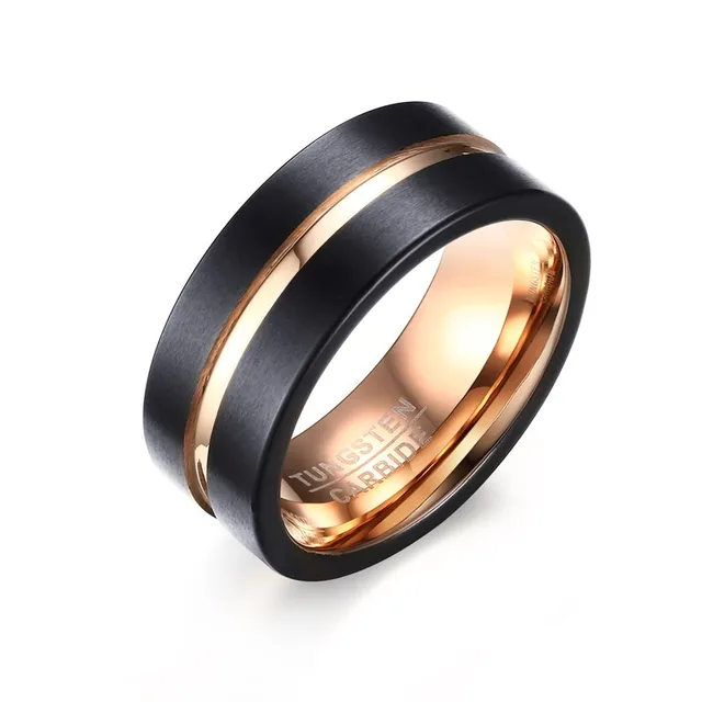 high quality mens tungsten carbide ring black and rose gold color wedding band mens jewelry - Mens Tungsten Wedding Ring high quality mens tungsten carbide ring black and rose gold color wedding band mens jewelry - Mens Tungsten Wedding Ring