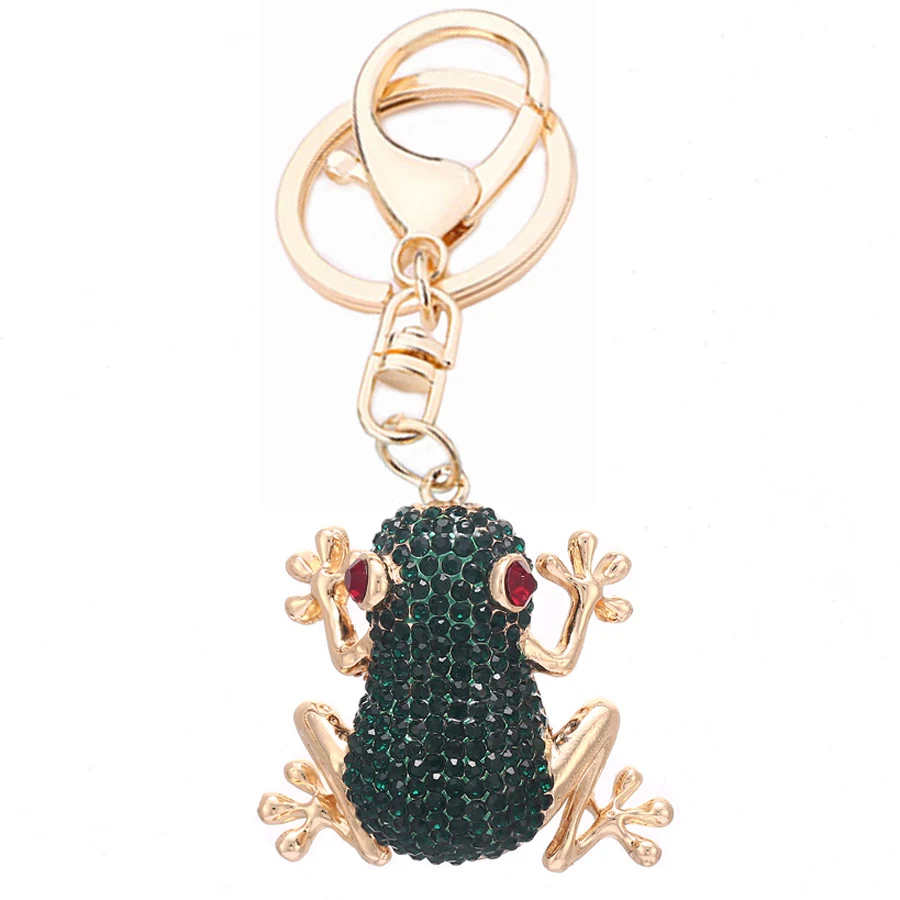 Fashion Crystal Black Frog Keychains Women Gift Charm Accessories Car Key Chain Ring Holder
