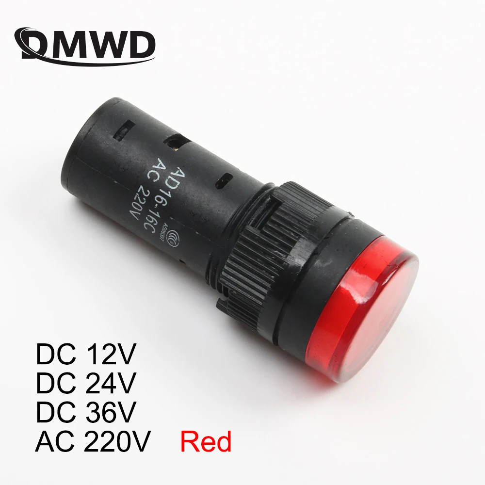 

20pcs/lot LED indicator lamp dia.16mm AD16-16C LED light signal indicator AC220V DC36V 24V 12V Red