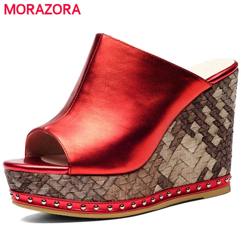 

MORAZORA Top quality platform shoes fashion summer women shoes sandals genuine leather spuer heels wedges shoes hot sale