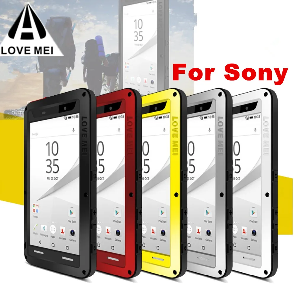 Водонепроницаемый металлический армированный чехол Love Mei для Sony Xperia Z5 XZ1 XZ2 XZ3 Compact