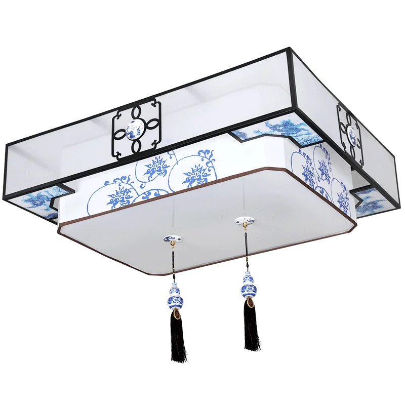 

New Chinese LED Warm Simple Bedroom Ceiling Lights Rectangular Living Room Light Restaurant lights Square Iron Lamp AP8111558