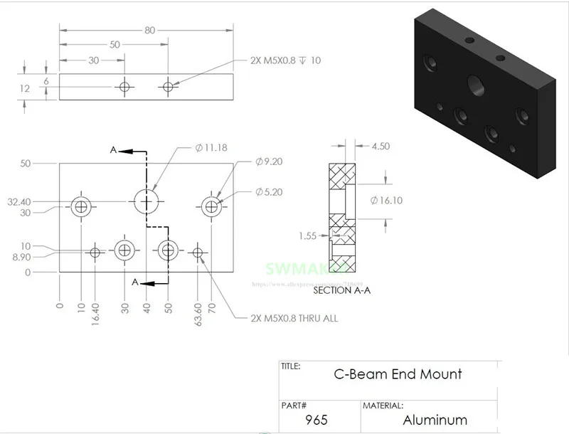 Openbuilds C-Kit Feixe de Atuador Linear comprimento