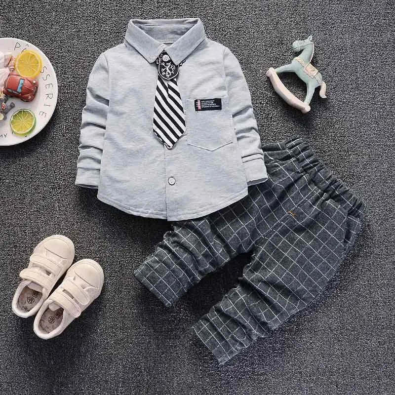 BibiCola/осенний спортивный костюм для малышей, комплект одежды для маленьких мальчиков, хлопковый костюм джентльмена детский деловой кардиган+ штаны, комплект одежды - Цвет: gray