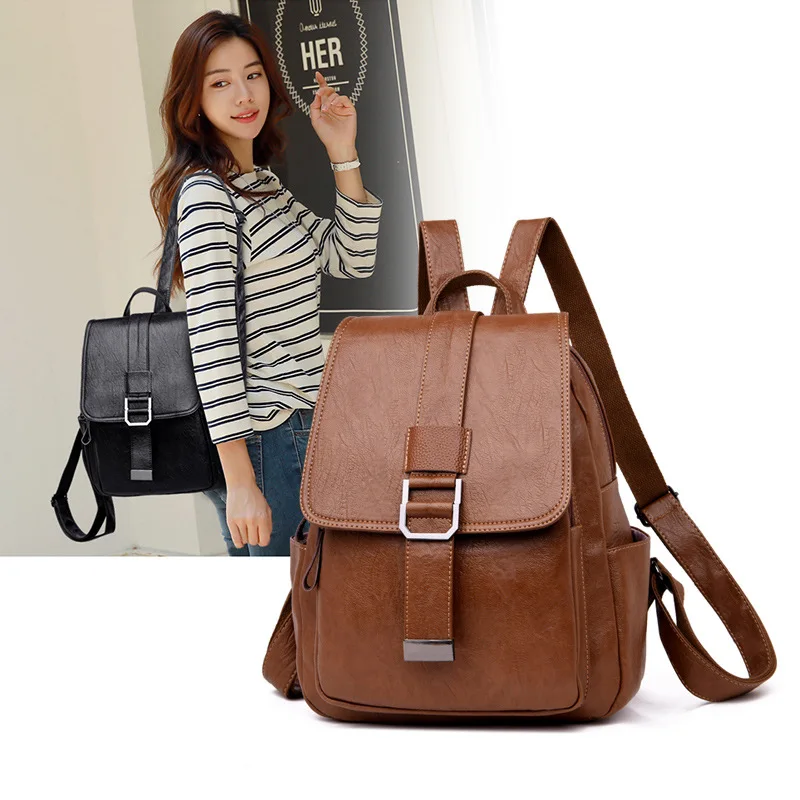 

lady's bag backpack full of fashion students bag large capacity soft skin lady backpack shoulder computer bag