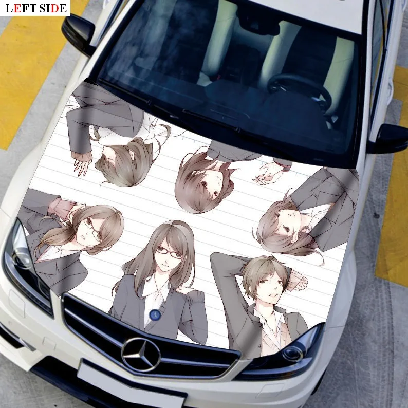 

LEFT SIDE 3d Car Sticker Anime Around Ladies Stripe Bonnet Hood Car Styling Customize Size to Suit all Vehicles VW Stickers