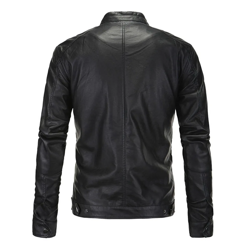 Herobiker, Классическая мотоциклетная куртка, Мужская, из искусственной кожи, коричневая, байкерская куртка, пальто со стоячим воротником, ветрозащитная, Ретро стиль, мото куртки, размер M-5XL