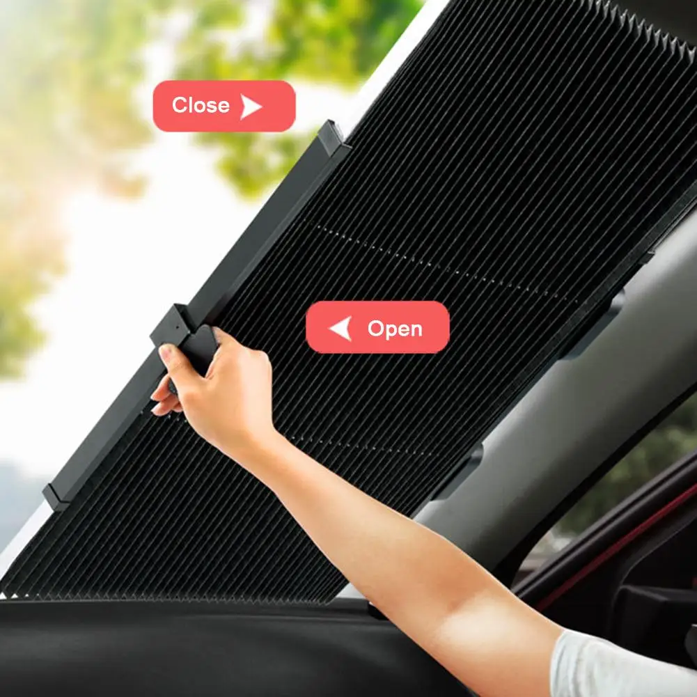 Universal Car Retractable Windshield Sun Shade Auto Sun Shade Cover for Most Car Trucks SUV UV Protection Front Windows