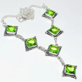

Peridot Necklace Silver Overlay over Copper, 47cm , N3256