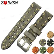 ZLIMSN Épais Cuir Véritable Bracelet De Montre 26mm 24mm 22mm 20mm Bandes Vert Brun Gris Boucle En Métal montre Accessoires relogio feminino