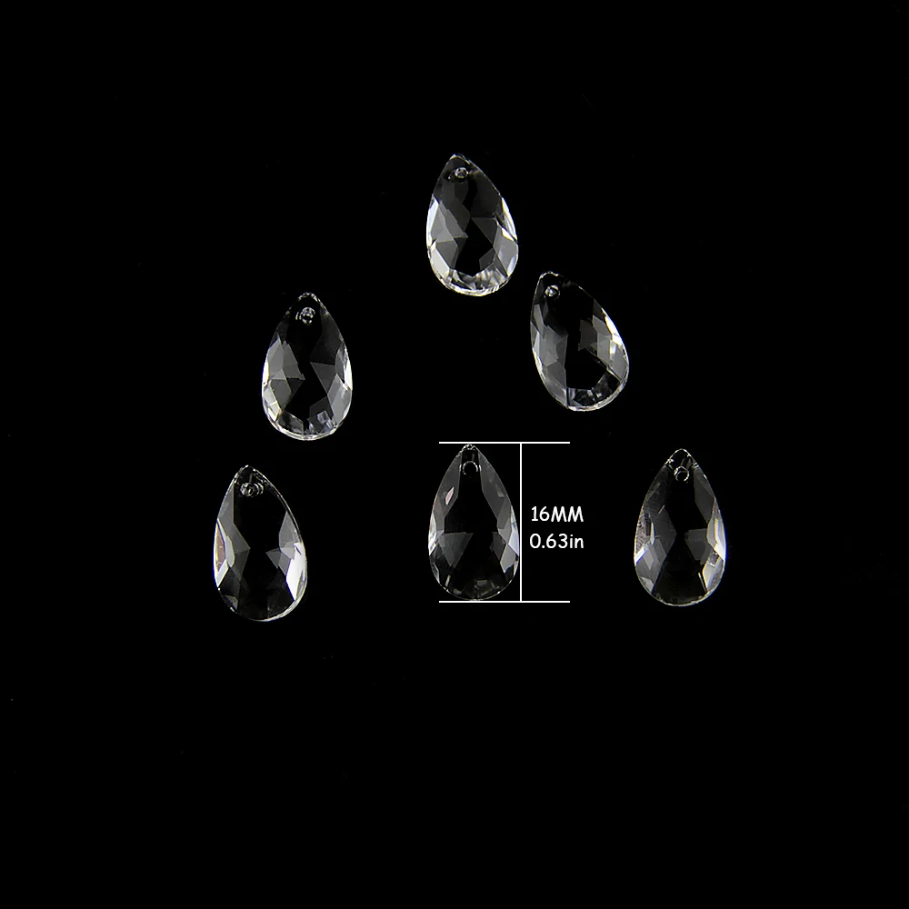 16 мм 200 шт натуральное Оптическое стекло Капля воды очаровательный Кристал драгоценный камень в форме капли Камень Модные ювелирные подвески для DIY ожерелье - Цвет: clear