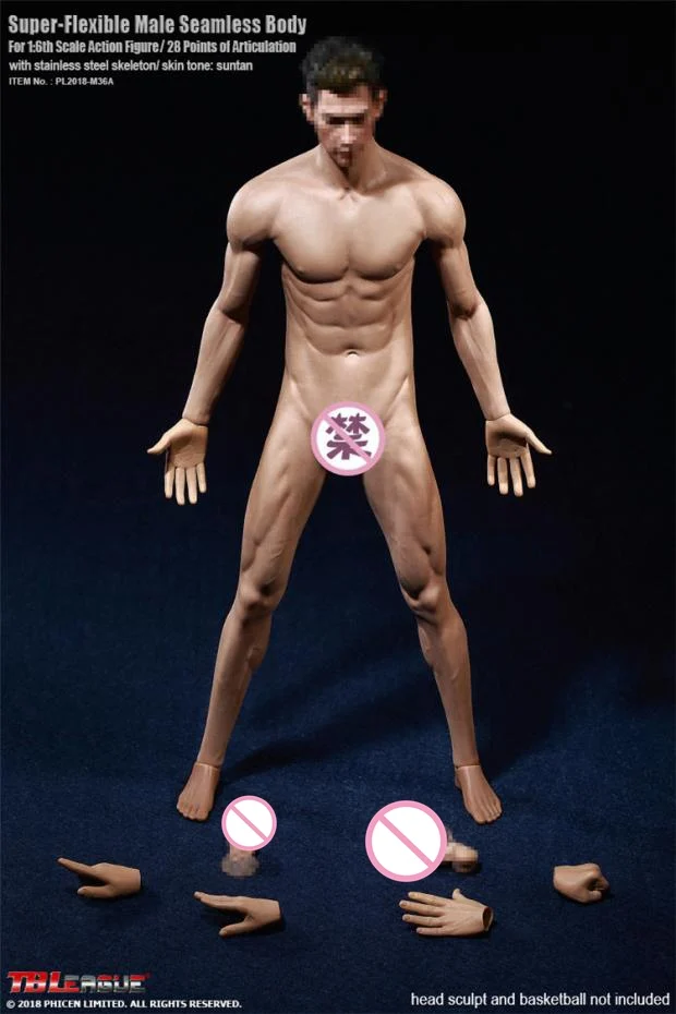TBLeague PL2018-M36 Super-Flexible Male Black Skin Seamless Body for 1//6 Figures