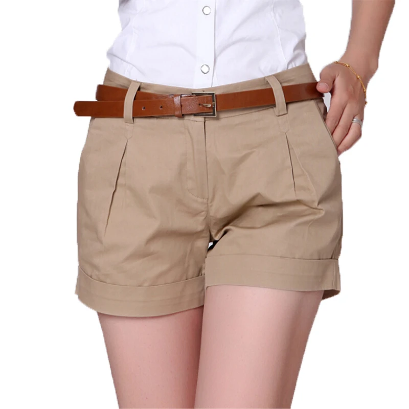 

Korea Style Summer Woman Casual Shorts Plus Size S-2XL New Fashion Design Lady Casual Short Solid Color Khaki / White KH804247