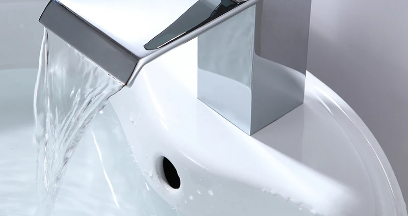 Bar Sink Faucets Basin Faucets Waterfall Faucet Single Handle Basin Hot and Cold Mixer Tap Bathroom Sink Chrome Finish Origin (8)