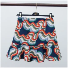 2016 spring print thick chiffon short skirt bust skirt ruffle fish tail skirt female bottoms skirt knot side ruffle skirt
