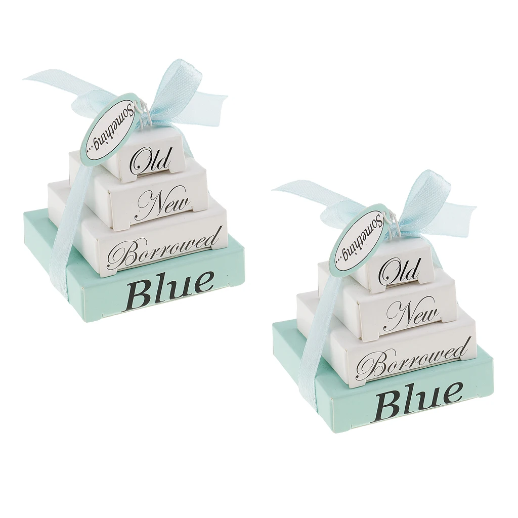 

MagiDeal 2pcs Something Old New Borrowed Blue Note Memo Pads Wedding Planner Mini Nesting Boxes