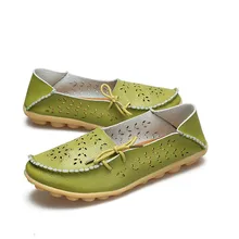 Демисезонные женские туфли из натуральной кожи с вырезами; женские туфли на плоской подошве; гибкий круглый носок; Повседневная модная обувь для беременных женщин без застежки