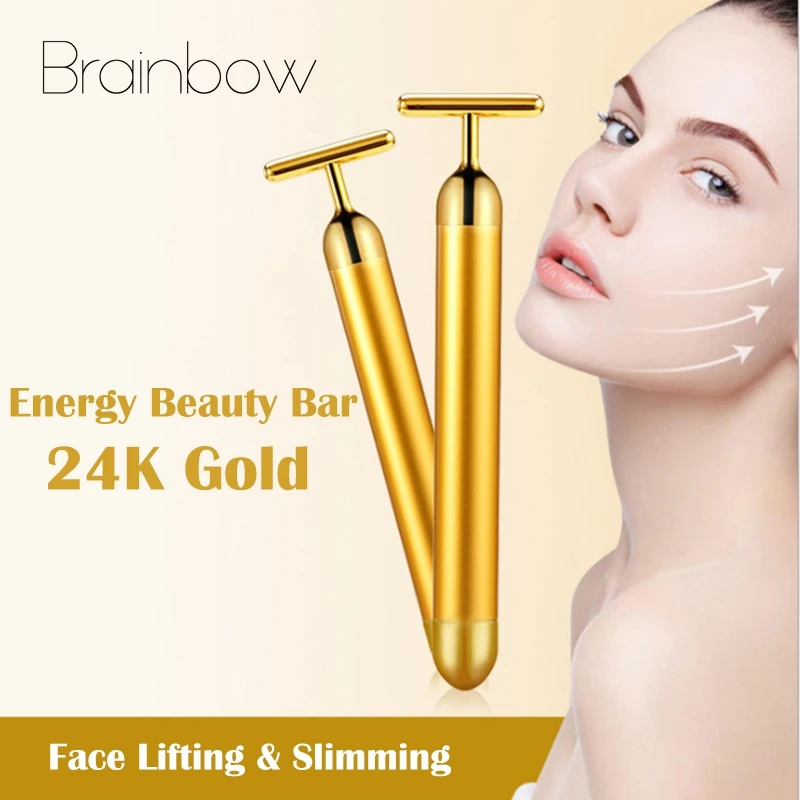 Brainbow 24K Gold beauty Bar массажер для похудения лица лицевой валик для красоты вибрационная палочка подтяжка кожи морщинка бар