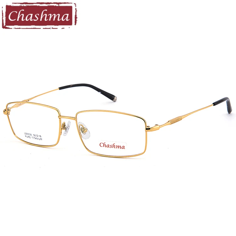 Chashma Gentlemen чистая рамка из титанового оправа фирменный дизайн линзы оптика качество титановые оправы мужские очки - Цвет оправы: Золотой