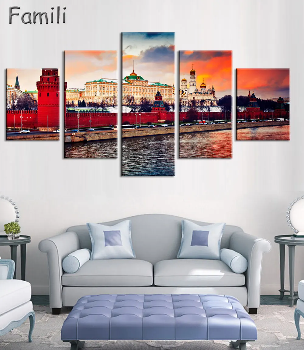 45Pieces New High Quality Russia Moscow Kremlin Art Prints Canvas Painting By City Picture Digital Purple Oil Style No Unframedl | Дом и сад