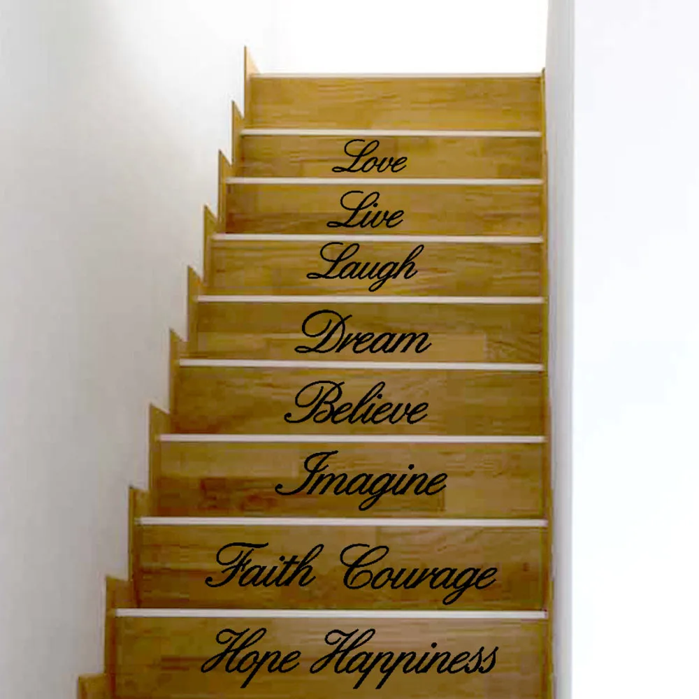 KAKUDER stair stickers wall decor Believe Faith Ten Inspiration Words Decal A803 02
