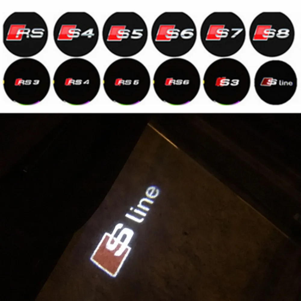 

JURUS 2pcs LED Car Door Welcome Light Laser Projector RS Logo For Audi RS RS3 S4 S5 S7 S8 RS3 RS4 RS5 RS6 logo light