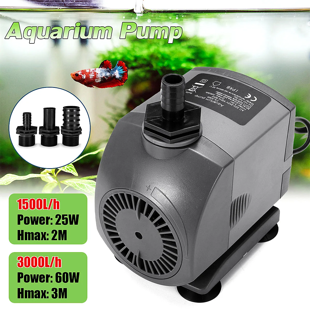 

25W/50W Aquarium Garden Pump Submersible Water Fish Tank Fountain Filter Pond Marine Water Pump Energy Saving