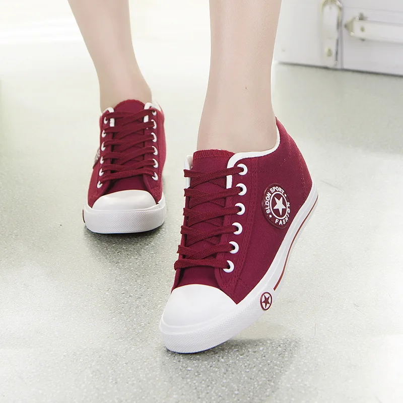 

2018 High top Sneakers women White walking shoes platform Increase Non-slip casual for woman PU Summer spring Red sneakers