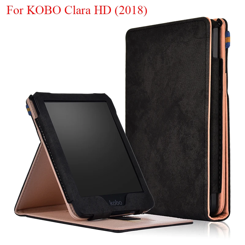

2018 Brand New Cover Case for Kobo Clara HD Hand belt Protective Case Leather Cover Funda for kobo clara HD 6" inch eReader skin