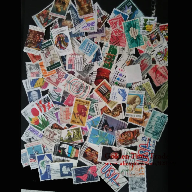 100 PCS/lot All Different USA postage stamps With Posr Mark in good  condition With post mark for collecting buy stamps onling