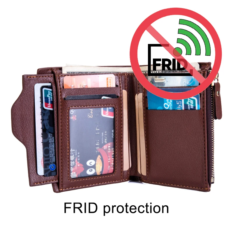 Мужской кошелек RFID Theft Protect Coin сумка на молнии мужские кожаные кошельки известный