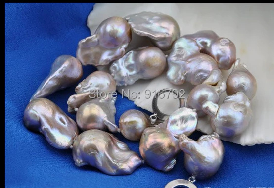 

YH@CS >>18"30mm baroque lavender reborn keshi pearl necklace