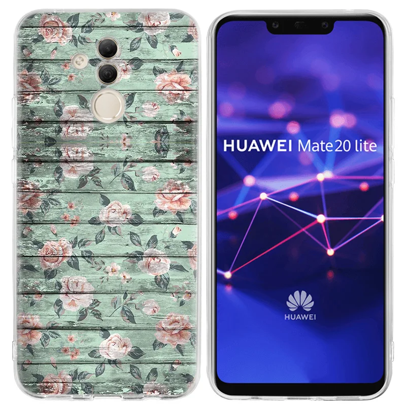 KMUYSL floor wooden timber Wood and flower Silicone Case for Huawei Mate 20 Lite Honor 10 8X Play Y6 Y5 Y7 Y9 Prime 2018 7A Pro