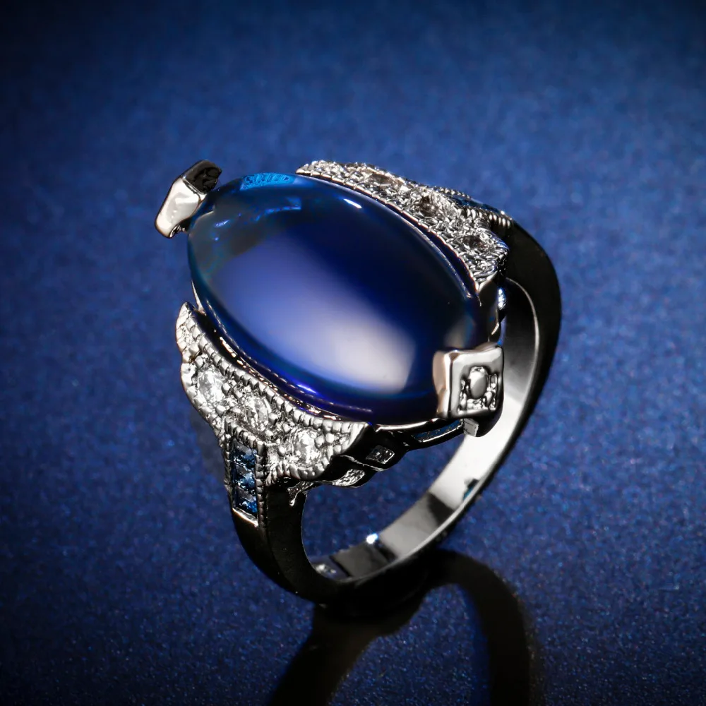 

Original Design Gorgeous cz unique style top quality sapphire deep blue Ring Cubic Zirconia Hot Ins sterling silver 925