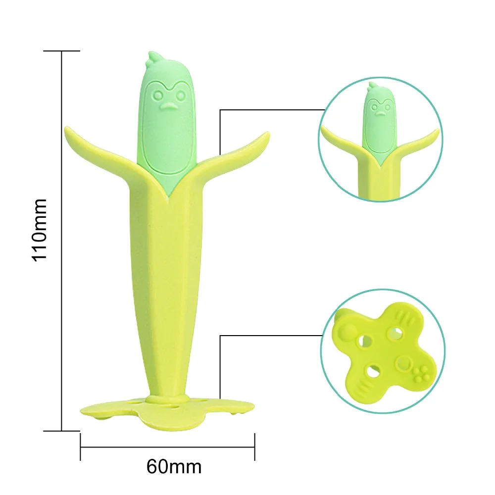 High Quality Silicone Toothbrush And Environmentally Safe Baby Teether Care Animal Teething Kids Corn Teether Children Chewing