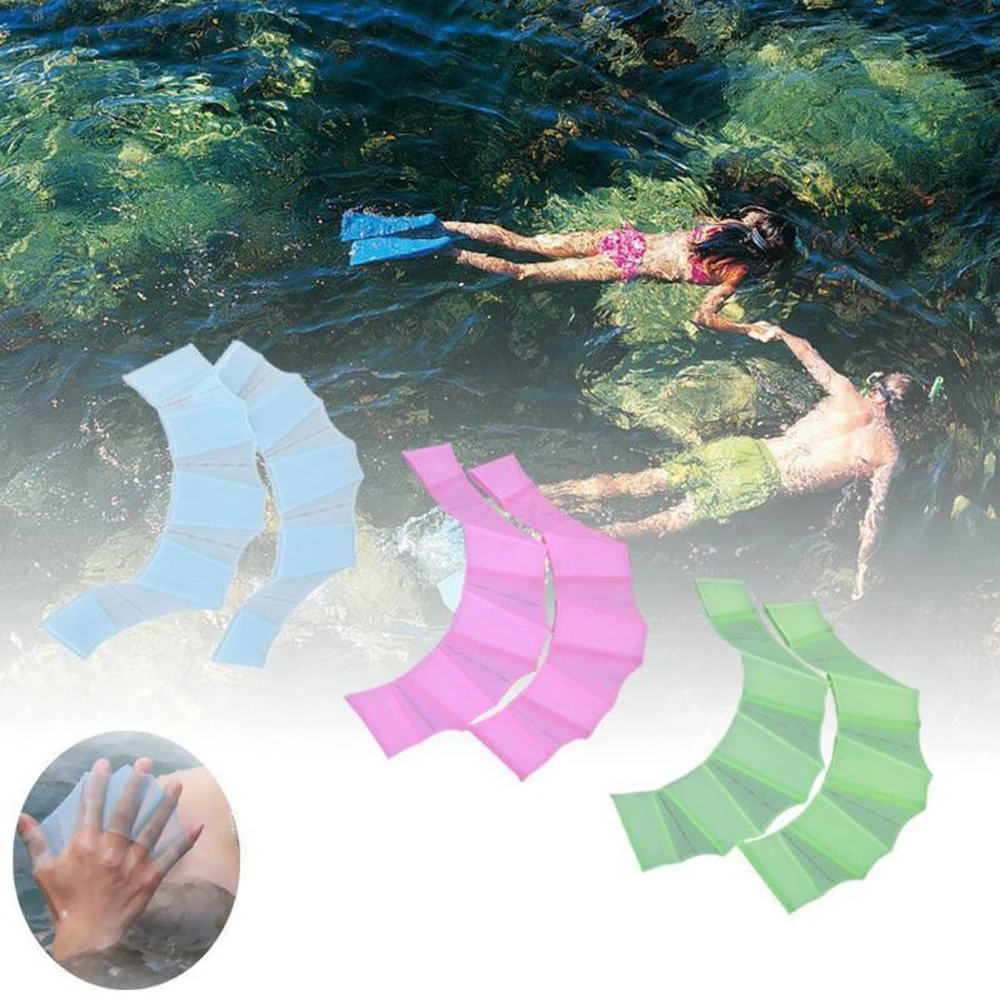 3 цвета Силиконовые ручные плавники ласты для плавания пальмовые перчатки