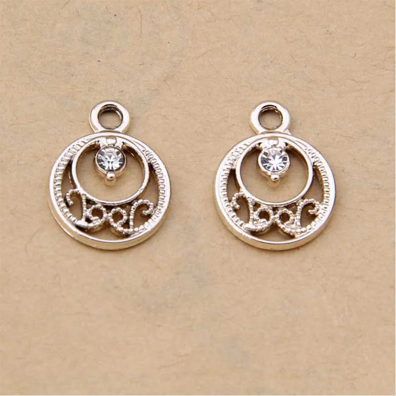 

100pcs 12*17mm Point drill round small pendant Handmade alloy ear accessories wholesale