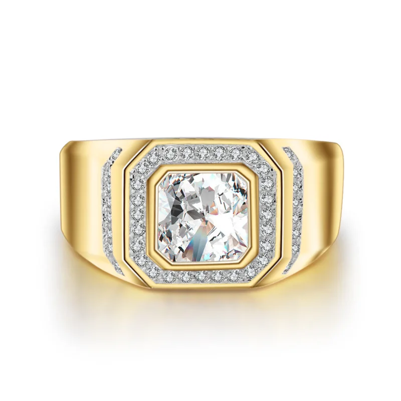 YANHUI кольцо из стерлингового серебра 925 1 карат 6 мм Диамант CZ кольцо Свадебная вечеринка подарок ювелирные украшения для мужчин MJZ034