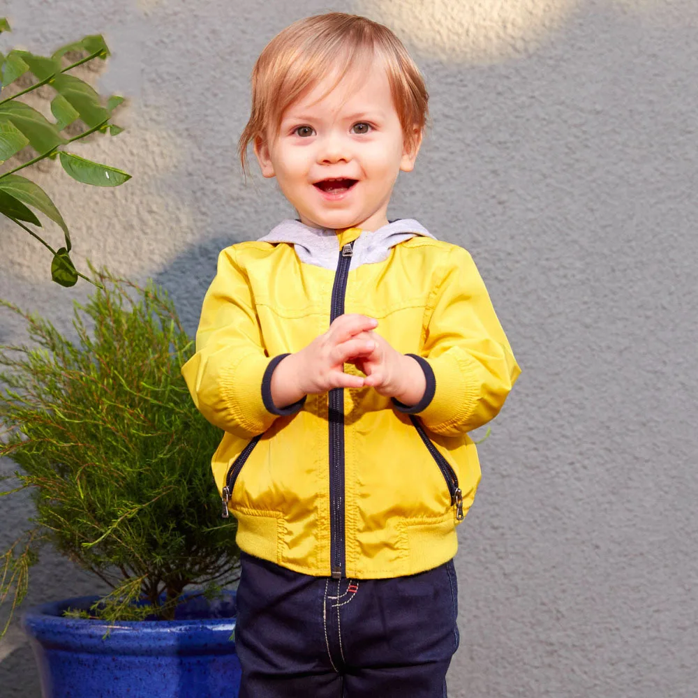 Brand 2017 Spring Autumn kid toddler baby boy hooded trench zipper coat patchwork cotton lining