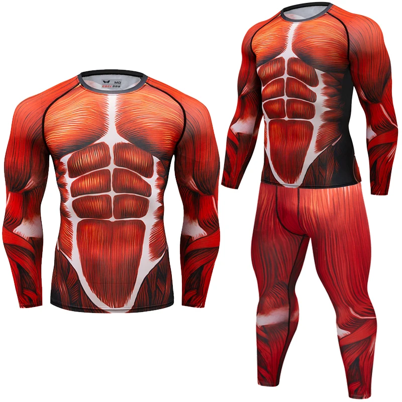 

Brand New Men Compression T-shirts long sleeve Tees 3D Fitness Muscle Tights UFC BJJ MMA Gyms Exercise Rashguard T shirt Clothin
