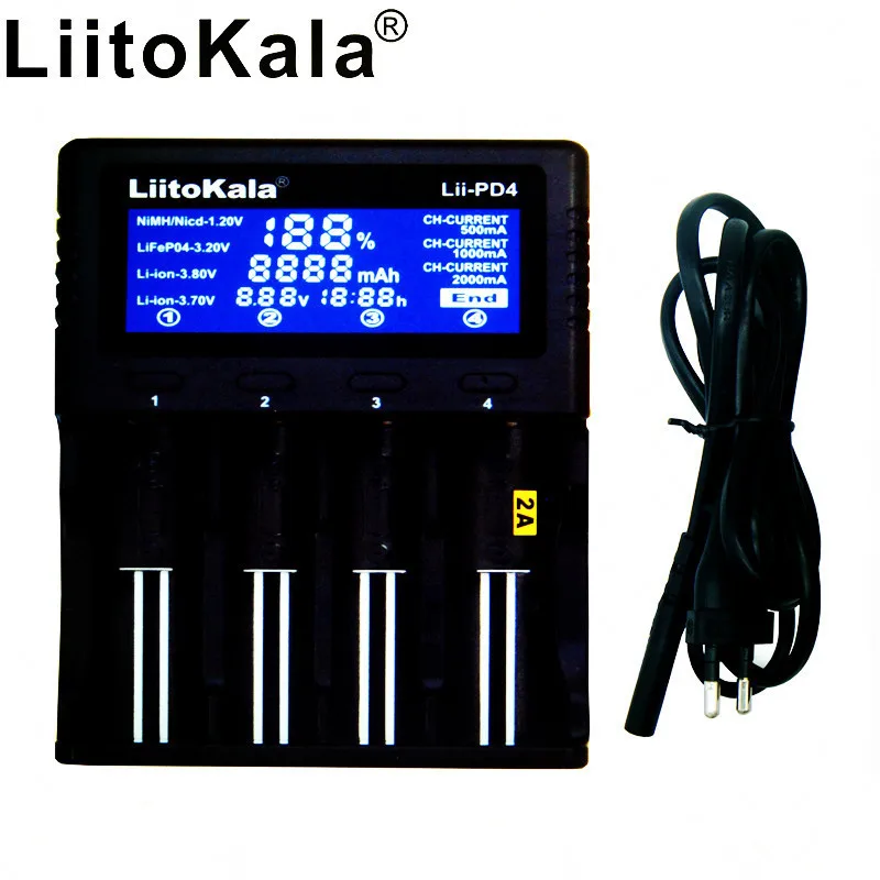 

LiitoKala Lii-PD4 LCD Inteligente Carregador de Bateria 18650 LCD Para 21700 20700 18650 18350 26650 22650 14500 Bateria de NiMH